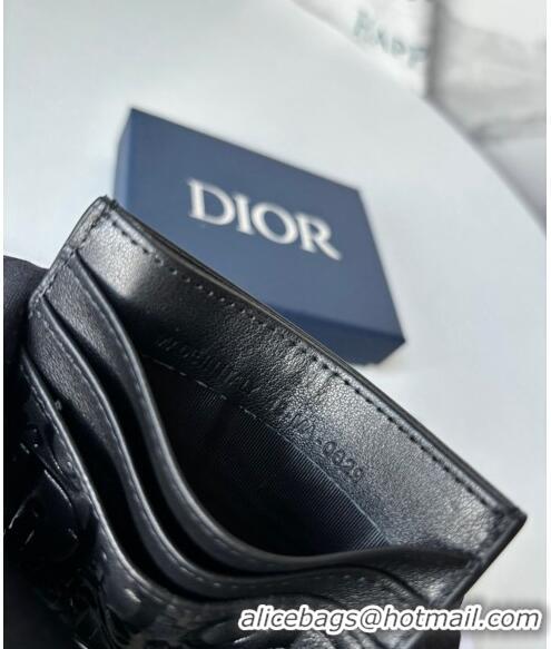 Famous Brand Dior Men's Card Holder Wallet in Dior Gravity Calf Leather CD8049 Black 2023