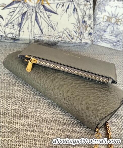 Best Quality Dior Long Saddle Wallet with Chain in Palm-Grained Leather CD8050 Grey 2023