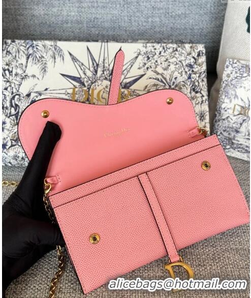 Promotional Dior Long Saddle Wallet with Chain in Palm-Grained Leather CD8050 Light Pink 2023