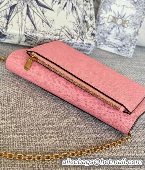 Promotional Dior Long Saddle Wallet with Chain in Palm-Grained Leather CD8050 Light Pink 2023