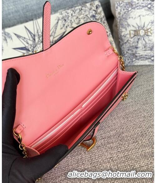 Promotional Dior Long Saddle Wallet with Chain in Palm-Grained Leather CD8050 Light Pink 2023