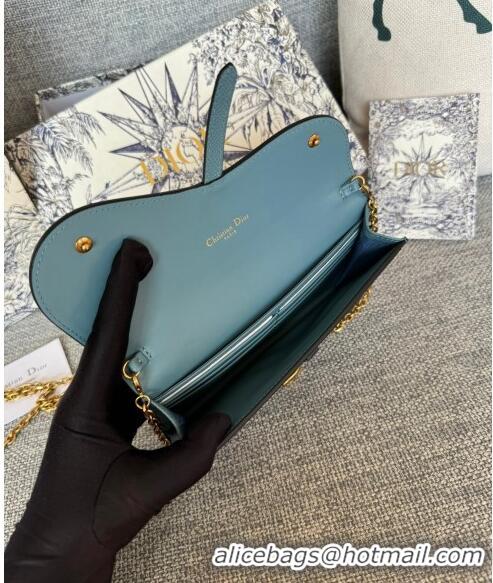 Traditional Specials Dior Long Saddle Wallet with Chain in Palm-Grained Leather CD8050 Blue 2023