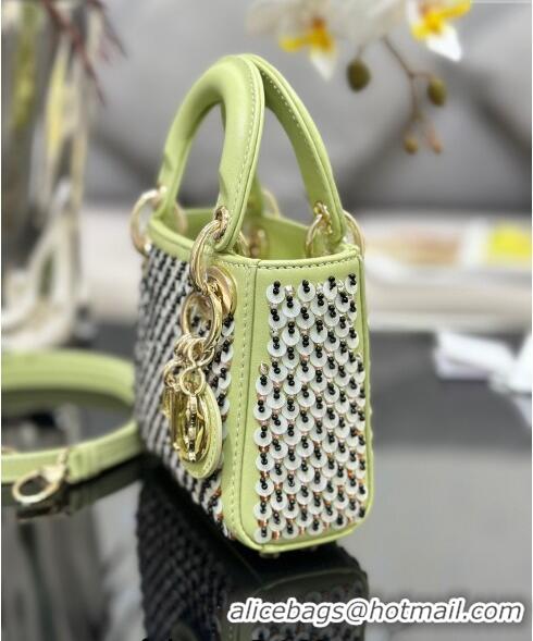 Famous Brand Dior Micro Lady Dior Bag with Sequins and Beads 0118 Green 2024