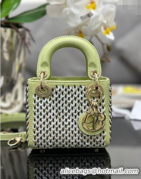 Famous Brand Dior Micro Lady Dior Bag with Sequins and Beads 0118 Green 2024