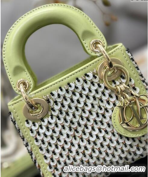 Famous Brand Dior Micro Lady Dior Bag with Sequins and Beads 0118 Green 2024