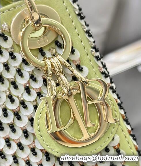 Famous Brand Dior Micro Lady Dior Bag with Sequins and Beads 0118 Green 2024