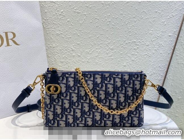 Promotional Dior 30 Montaigne Midi Mini Bag in Dior Oblique Jacquard with Pearl Chain CD8066 Blue 2023