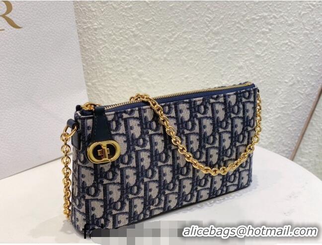 Promotional Dior 30 Montaigne Midi Mini Bag in Dior Oblique Jacquard with Pearl Chain CD8066 Blue 2023