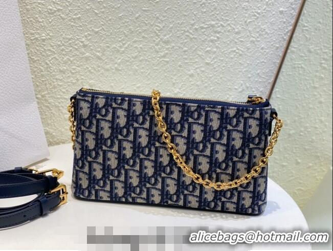 Promotional Dior 30 Montaigne Midi Mini Bag in Dior Oblique Jacquard with Pearl Chain CD8066 Blue 2023