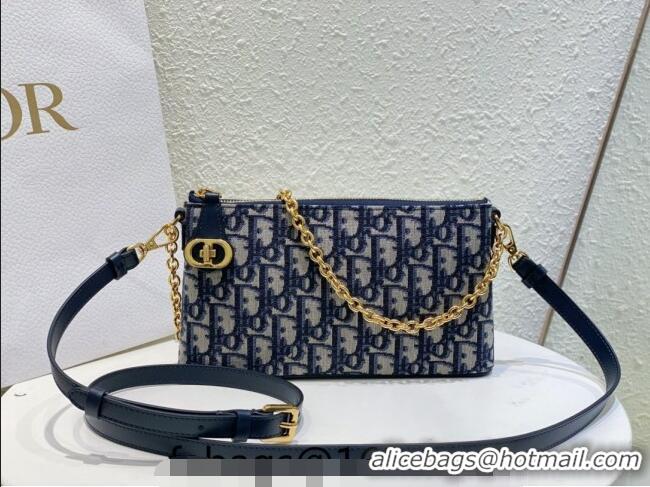 Promotional Dior 30 Montaigne Midi Mini Bag in Dior Oblique Jacquard with Pearl Chain CD8066 Blue 2023