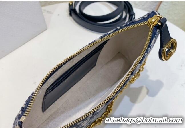 Promotional Dior 30 Montaigne Midi Mini Bag in Dior Oblique Jacquard with Pearl Chain CD8066 Blue 2023