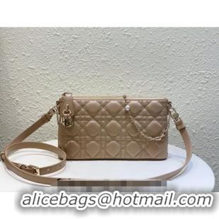 Good Taste Dior Miss Dior Mini Bag in Cannage Lambskin with Pearl Chain CD8066 Beige 2023