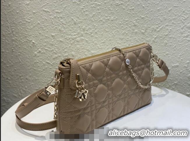 Good Taste Dior Miss Dior Mini Bag in Cannage Lambskin with Pearl Chain CD8066 Beige 2023