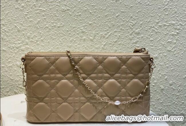 Good Taste Dior Miss Dior Mini Bag in Cannage Lambskin with Pearl Chain CD8066 Beige 2023