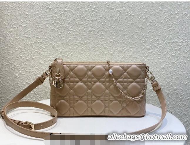 Good Taste Dior Miss Dior Mini Bag in Cannage Lambskin with Pearl Chain CD8066 Beige 2023