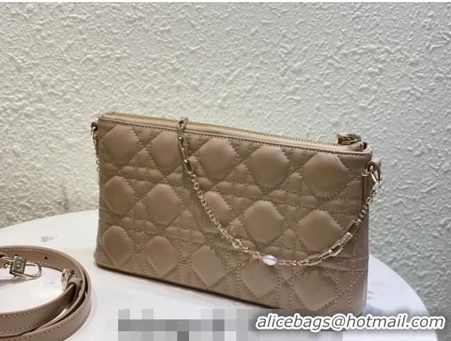 Good Taste Dior Miss Dior Mini Bag in Cannage Lambskin with Pearl Chain CD8066 Beige 2023