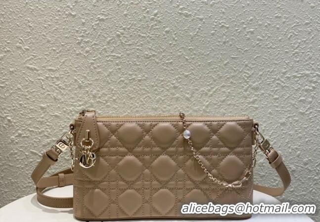 Good Taste Dior Miss Dior Mini Bag in Cannage Lambskin with Pearl Chain CD8066 Beige 2023