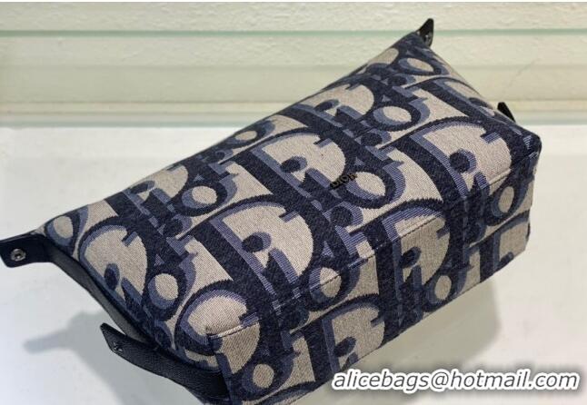 Grade Design Dior Men's Vanity Case in Maxi Dior Oblique Jacquard CD8072 Blue/Beige 2023