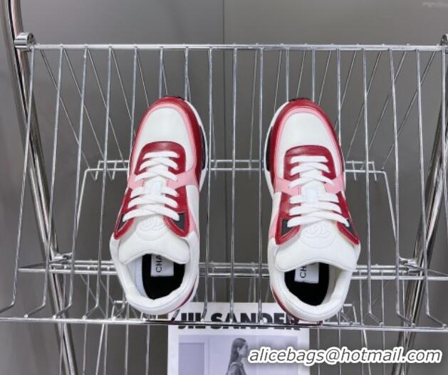 Popular Style Chanel Calfskin Sneakers with Side CC Pink/Red 323061