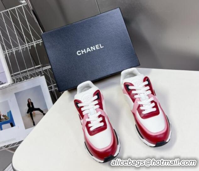 Popular Style Chanel Calfskin Sneakers with Side CC Pink/Red 323061