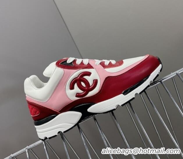 Popular Style Chanel Calfskin Sneakers with Side CC Pink/Red 323061