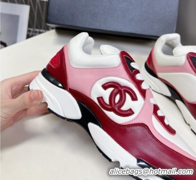 Popular Style Chanel Calfskin Sneakers with Side CC Pink/Red 323061