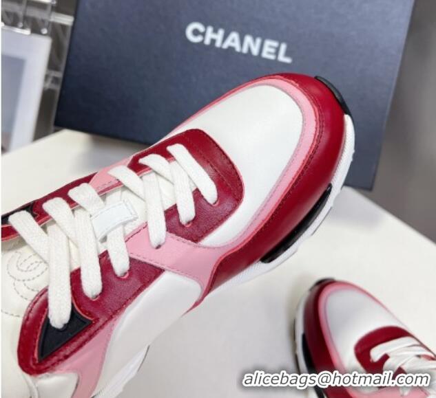 Popular Style Chanel Calfskin Sneakers with Side CC Pink/Red 323061