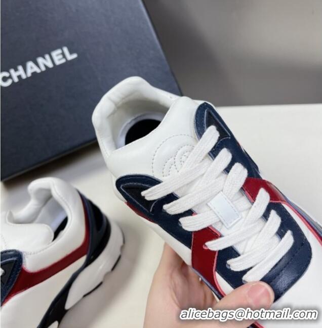 Most Popular Chanel Calfskin Sneakers with Side CC Navy Blue 323062