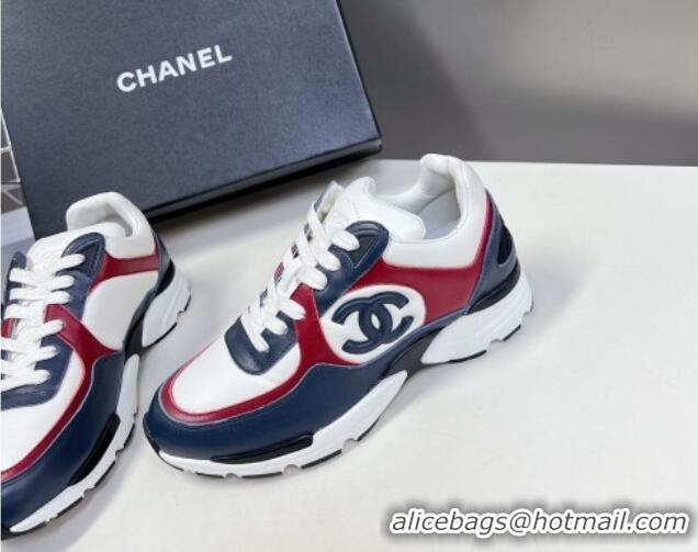 Most Popular Chanel Calfskin Sneakers with Side CC Navy Blue 323062