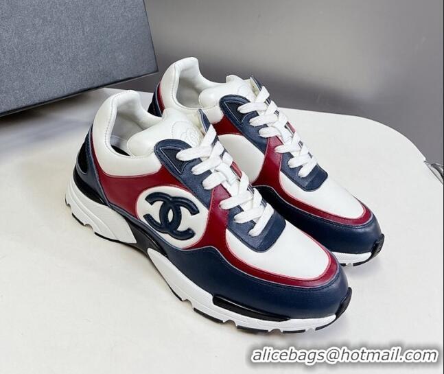 Most Popular Chanel Calfskin Sneakers with Side CC Navy Blue 323062