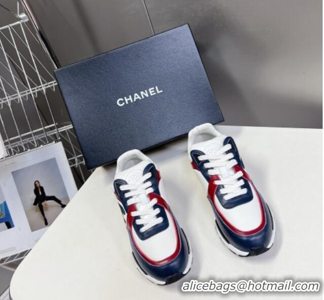 Most Popular Chanel Calfskin Sneakers with Side CC Navy Blue 323062