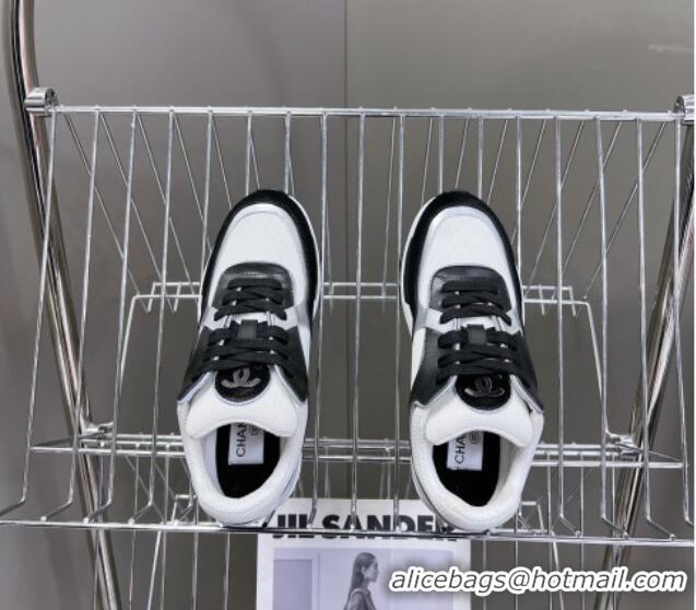 Duplicate Chanel Knit, Calfskin & Suede Sneakers with Side CC Black/White 0323063