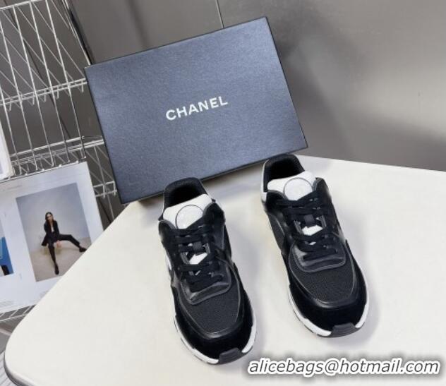 Hot Style Chanel Mesh, Calfskin & Suede Sneakers with Side CC Black/White 323065