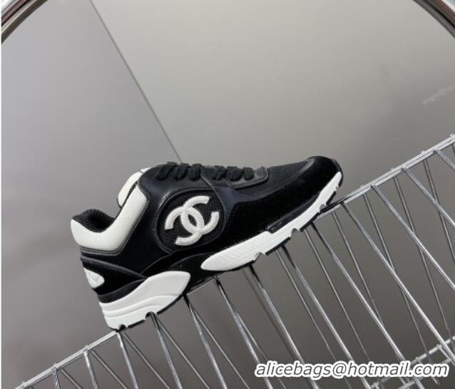 Hot Style Chanel Mesh, Calfskin & Suede Sneakers with Side CC Black/White 323065