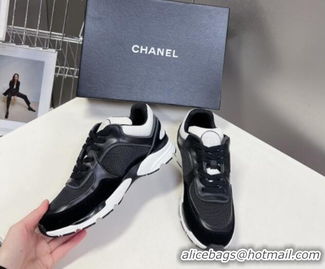 Hot Style Chanel Mesh, Calfskin & Suede Sneakers with Side CC Black/White 323065