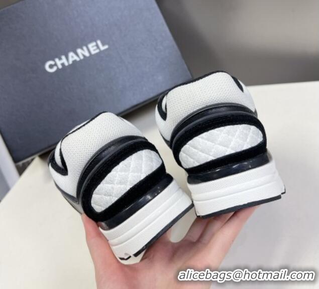 Hot Style Chanel Mesh, Calfskin & Suede Sneakers with Side CC Black/White 323065