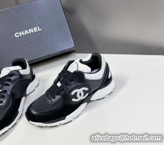 Hot Style Chanel Mesh, Calfskin & Suede Sneakers with Side CC Black/White 323065