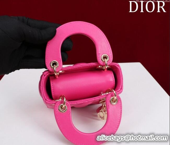 Cheapest Dior Micro Lady Dior Bag in Lambskin M0856 Dark Pink 2023