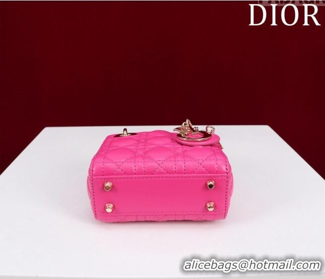 Cheapest Dior Micro Lady Dior Bag in Lambskin M0856 Dark Pink 2023