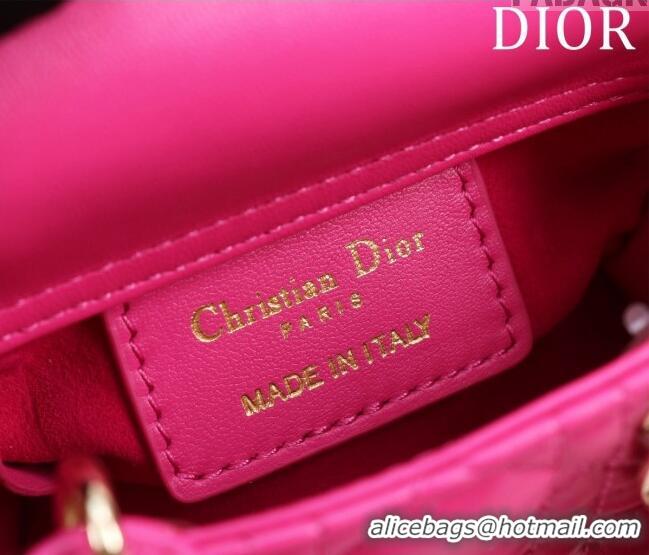 Cheapest Dior Micro Lady Dior Bag in Lambskin M0856 Dark Pink 2023