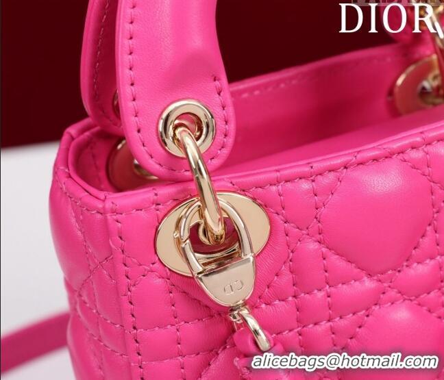 Cheapest Dior Micro Lady Dior Bag in Lambskin M0856 Dark Pink 2023