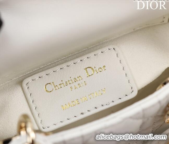 Famous Brand Dior Micro Lady Dior Bag in Lambskin M0856 White/Gold 2023