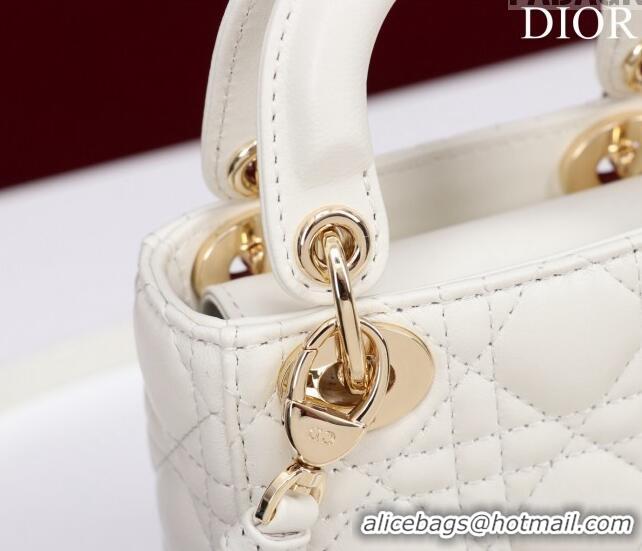 Famous Brand Dior Micro Lady Dior Bag in Lambskin M0856 White/Gold 2023