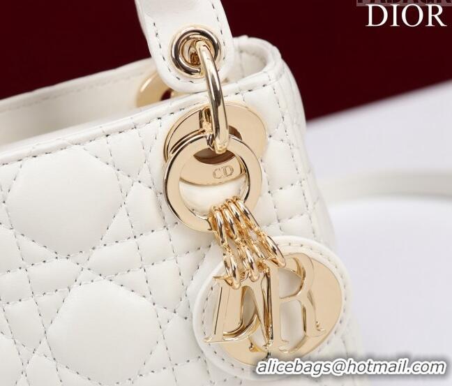 Famous Brand Dior Micro Lady Dior Bag in Lambskin M0856 White/Gold 2023