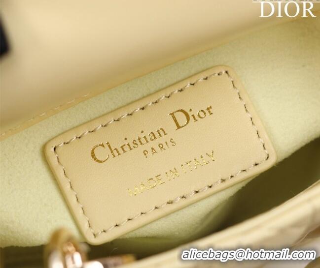 Buy Discount Dior Micro Lady Dior Bag in Lambskin M0856 Light Yellow 2023