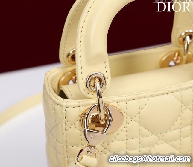 Buy Discount Dior Micro Lady Dior Bag in Lambskin M0856 Light Yellow 2023