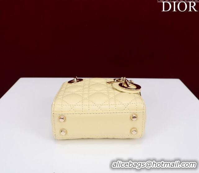 Buy Discount Dior Micro Lady Dior Bag in Lambskin M0856 Light Yellow 2023