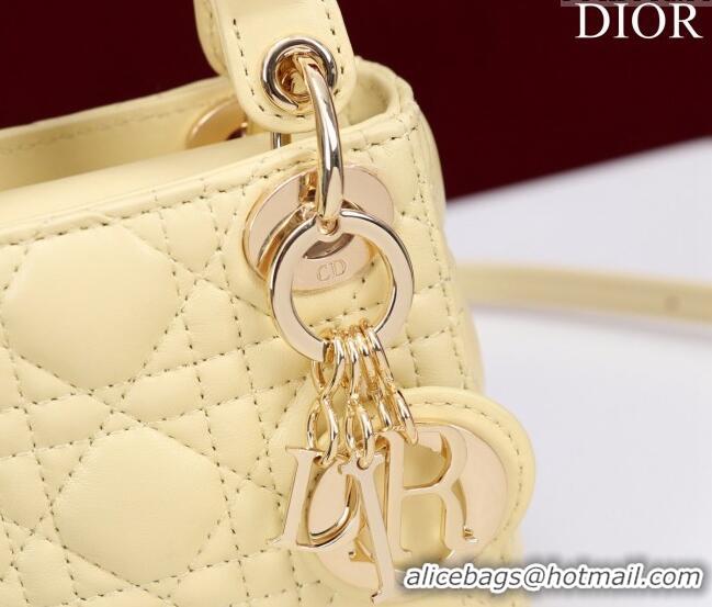 Buy Discount Dior Micro Lady Dior Bag in Lambskin M0856 Light Yellow 2023