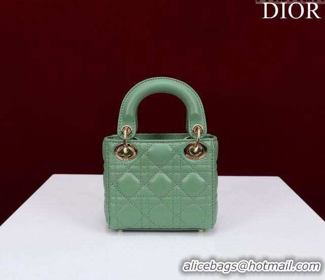 Traditional Specials Dior Micro Lady Dior Bag in Lambskin M0856 Light Green 2023