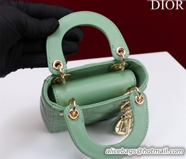 Traditional Specials Dior Micro Lady Dior Bag in Lambskin M0856 Light Green 2023